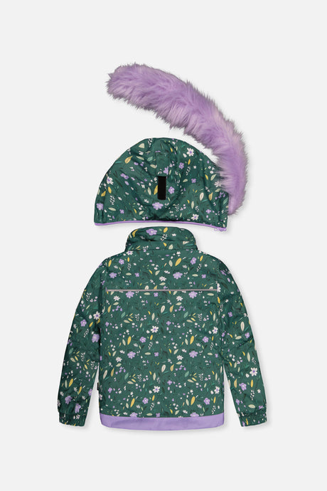 Deux par Deux Two Piece Play Snowsuit Green Mini Flower Print