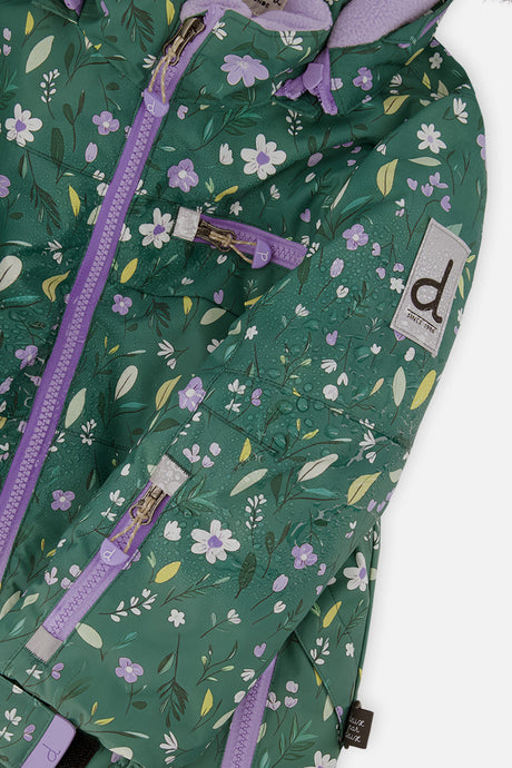 Deux par Deux Two Piece Play Snowsuit Green Mini Flower Print