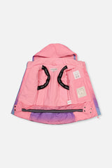 Deux par Deux pink-to-blue gradient PLAY snowsuit with floral pants, product photo 4