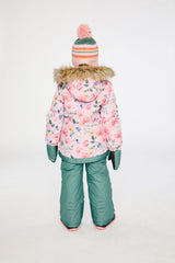 Deux par Deux girls ski snowsuit pink vintage floral and green sizes 2-14