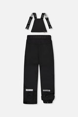 Deux par Deux boys' Teknik two-piece snowsuit in black and royal blue – snow pants, back view