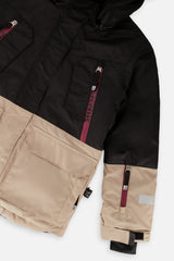 Deux par Deux TEKNIK two-piece snowsuit, black, beige and burgundy, alternate view 6