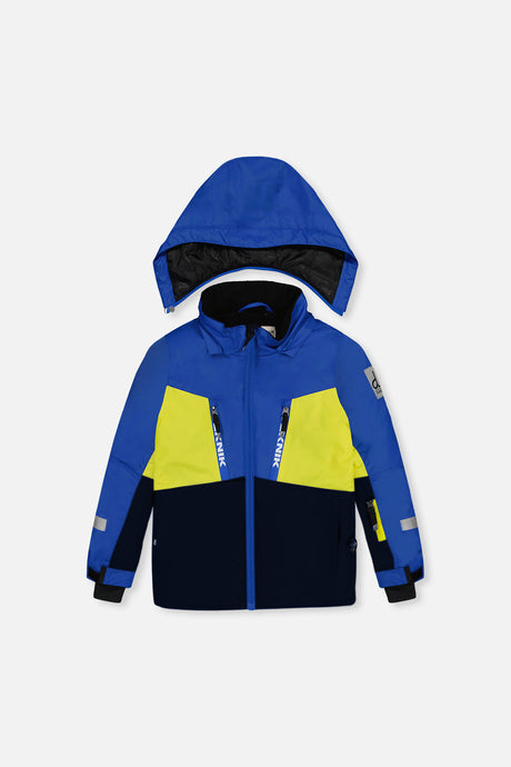Deux par Deux TEKNIK two-piece snowsuit in Royal Blue and Yellow — alternate product view