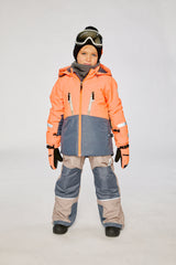 Deux par Deux -30°C Teknik snowsuit in bright orange grey and taupe winter colors