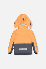 Back of the orange and grey TEKNIK jacket and hood