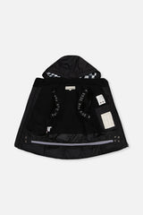 Black TEKNIK jacket opened to show the fleece lining, inner straps and pocket