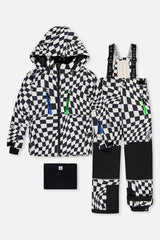 Deux par Deux TEKNIK two-piece snowsuit in White Checkered Print — main product view