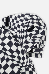 Close-up of the checkered TEKNIK hood