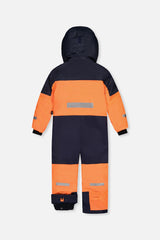 Kids One Piece Teknik Snowsuit Bright Orange And Blue-4