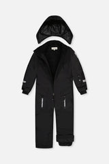 Deux par Deux kids' Teknik one-piece snowsuit in black – alternate front view