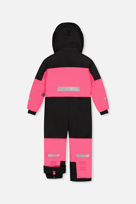 Deux par Deux kids TEKNIK one-piece snowsuit in Bright Pink — alternate product view