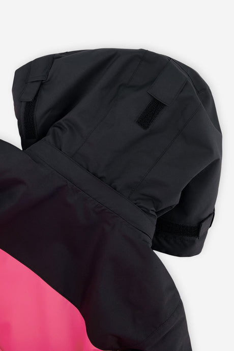 Deux par Deux bright pink Teknik one-piece snowsuit, detail view 2