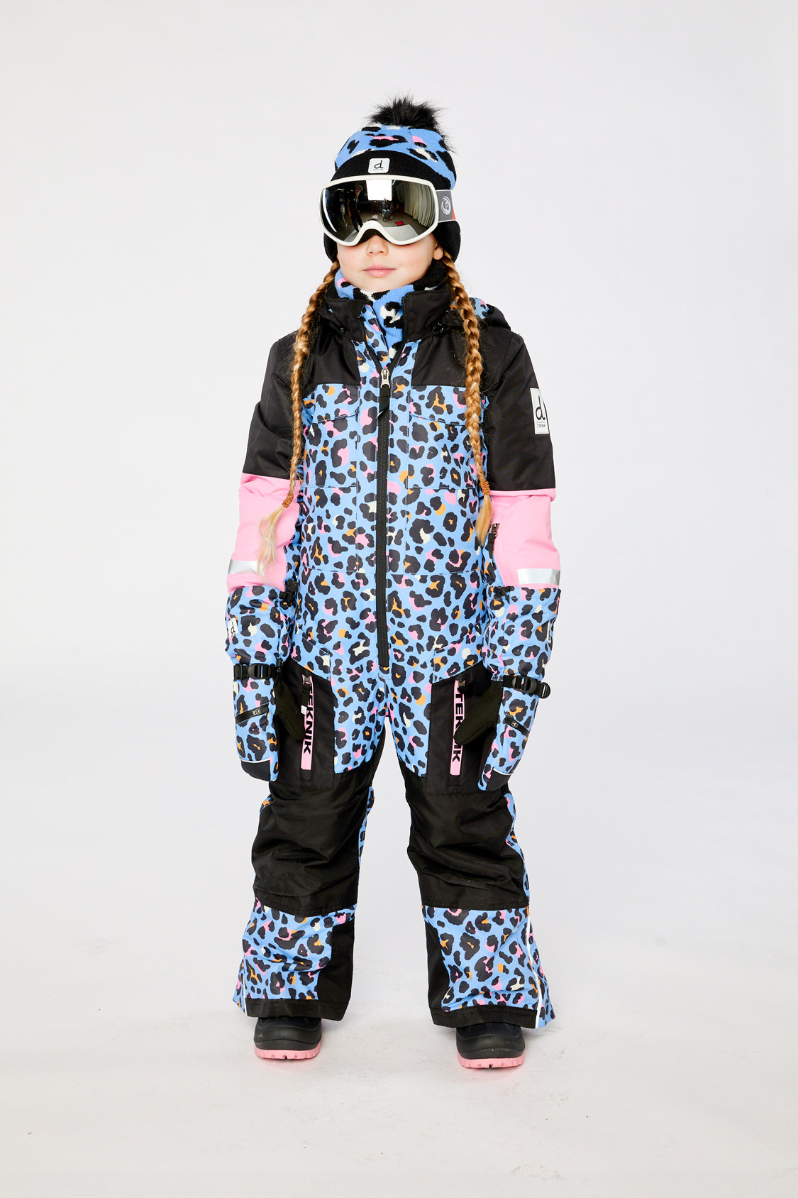 Kids One Piece Teknik Blue Leopard Print-2