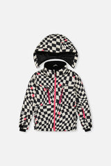Deux par Deux girls Teknik snowsuit -30°C bright pink checkered two-piece set