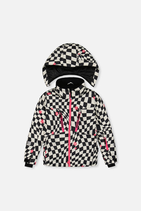 Deux par Deux girls Teknik snowsuit -30°C bright pink checkered two-piece set