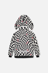 Back of the checkered TEKNIK jacket and hood