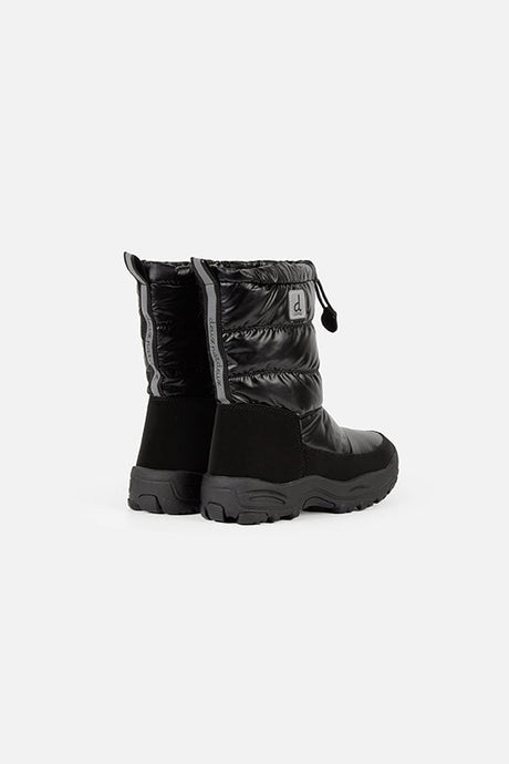 Deux par Deux girls' black quilted winter boots – pair, back view