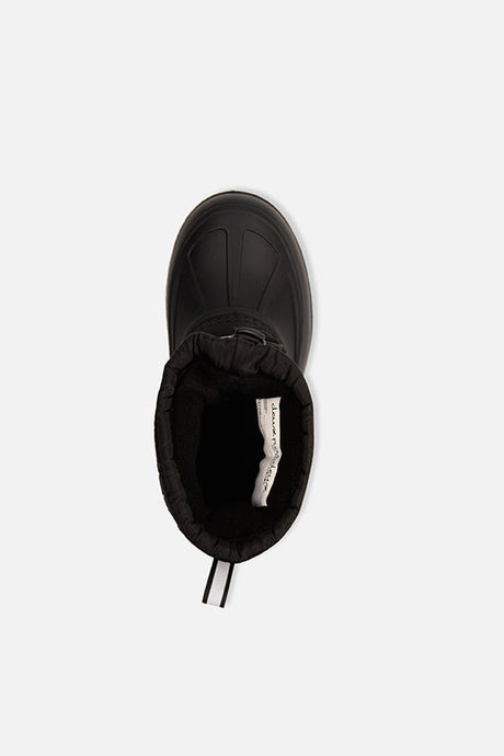 Deux par Deux toddler black puffer winter boots – top view into the fleece-lined opening