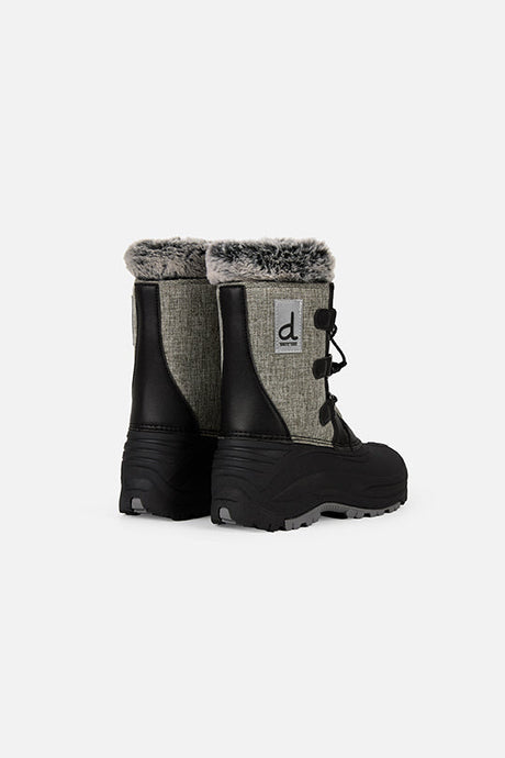 Deux par Deux kids' winter boots with removable liner in grey mix and black – pair, back view