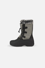 Deux par Deux kids' winter boots with removable liner in grey mix and black – single boot, inner side view