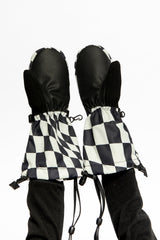Teknik Winter Mittens White Checkered Print-2