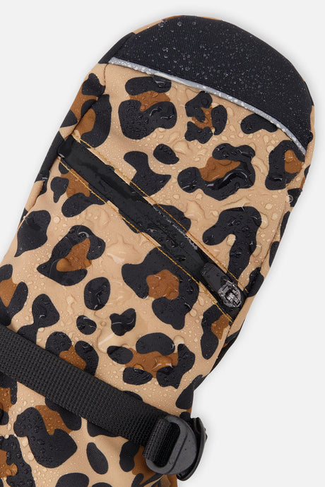 Teknik Winter Mittens Brown Leopard Print-1