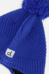 Winter Peruvian Knit Hat With Pompom Royal Blue-3