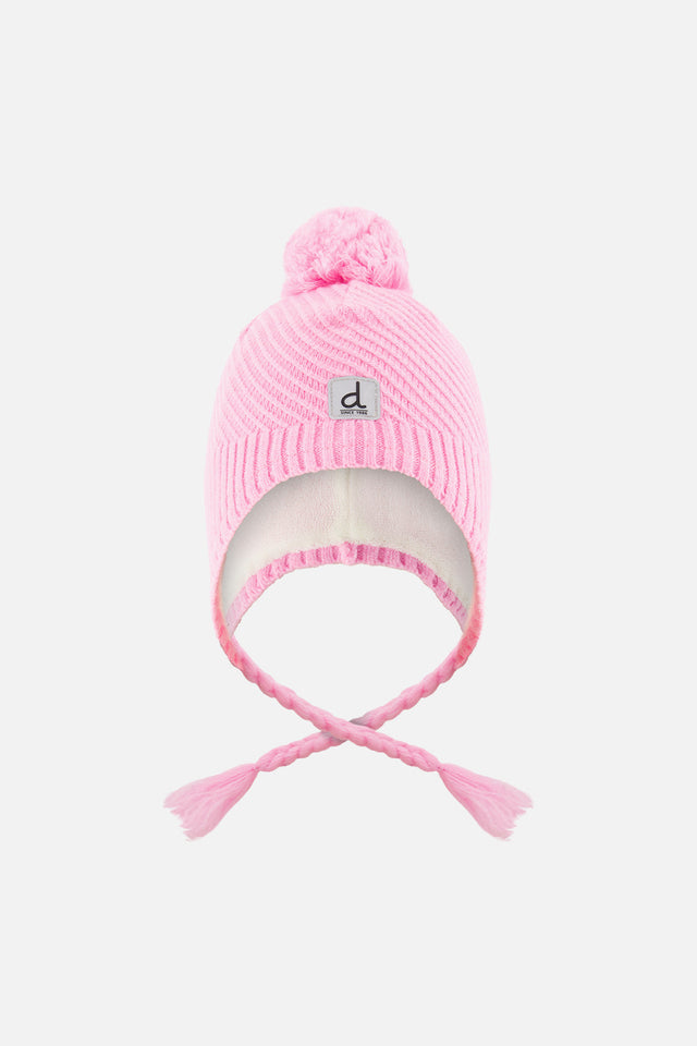 Winter Peruvian Knit Hat With Pompom Pink-0