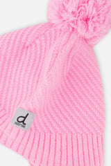 Winter Peruvian Knit Hat With Pompom Pink-3