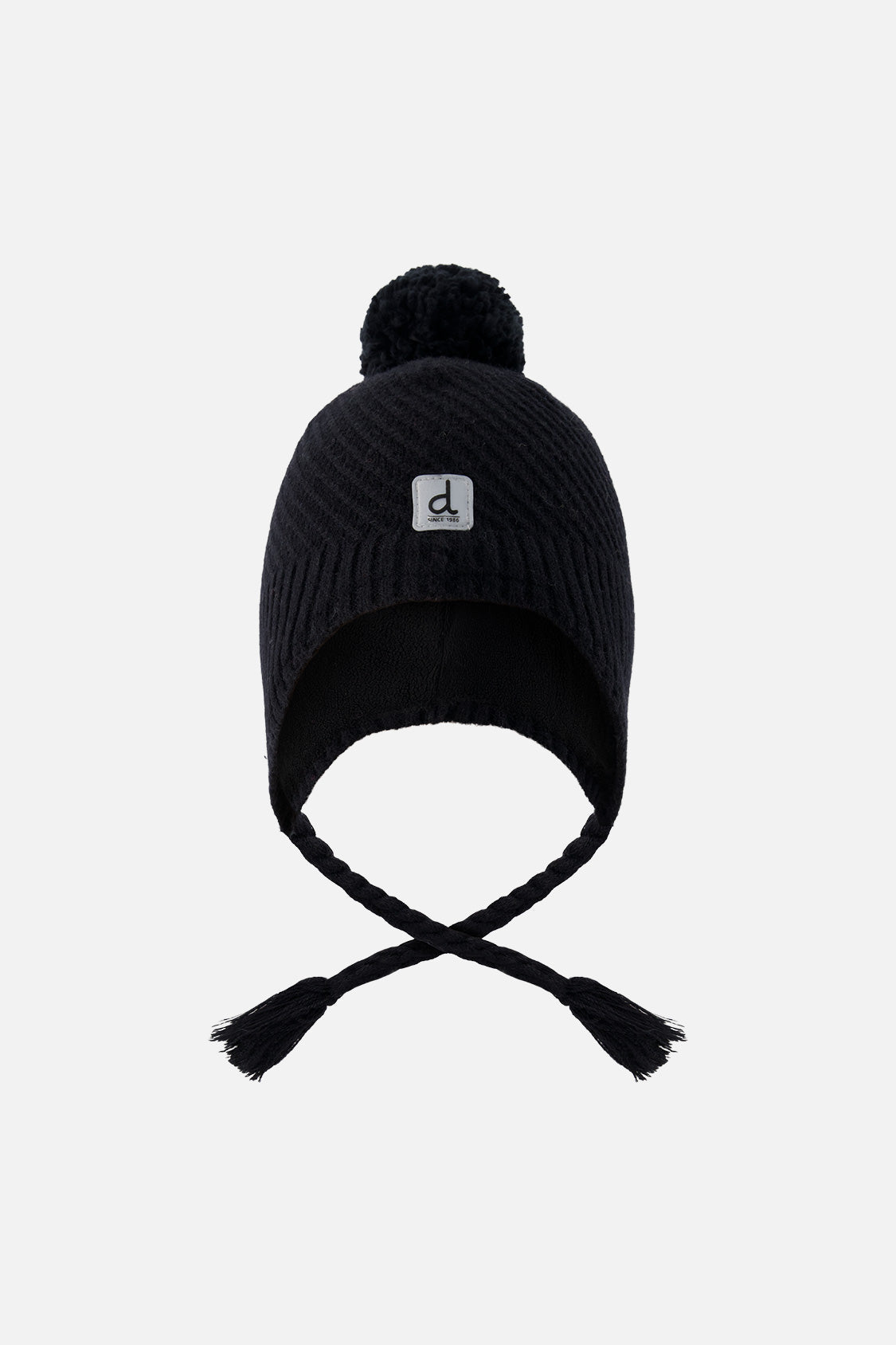 Winter Peruvian Knit Hat With Pompom Black-0