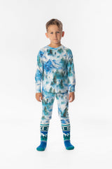 Two Piece Thermal Underwear Blue Mountain Print-1