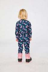 Baby One Piece Thermal Underwear Blue Floral Print-3