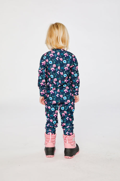Baby One Piece Thermal Underwear Blue Floral Print-3