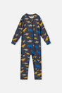 Baby One Piece Thermal Underwear Grey And Blue Dinosaur Print-0