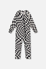 Baby One Piece Thermal Underwear White Checkered Print-0