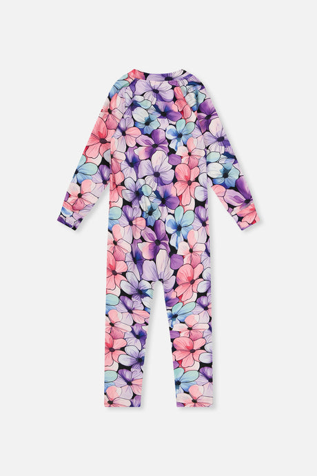 One Piece Thermal Underwear Purple Floral Print-4