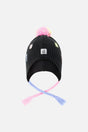 Winter Peruvian Knit Hat With Pompom Black, Pink, Blue And Green-0