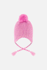 Baby Winter Peruvian Knit Hat With Pompom Pink-2