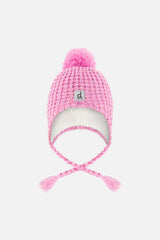 Winter Peruvian Knit Hat With Pompom Pink Multicolored Details-0