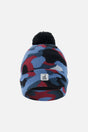 Winter Knit Hat With Pompom Blue And Red Camouflage-0