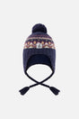 Winter Peruvian Knit Hat With Pompom Blue And Red Jacquard-0
