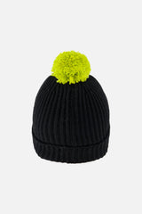 Winter Knit Hat With Pompom Black And Green-2