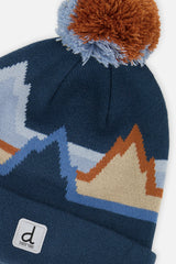 Winter Knit Hat With Pompom Blue Mountain Jacquard-4