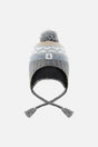 Winter Peruvian Knit Hat With Pompom Grey And Blue Fair Isle-0