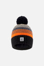 Winter Knit Hat With Pompom Grey And Orange Stripes-0