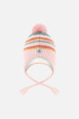 Baby Winter Peruvian Knit Hat With Pompom Pink And Green Jacquard-0