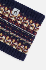 Baby Winter Knit Neckwarmer Blue And Red Jacquard-3
