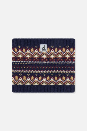 Winter Knit Neckwarmer Blue And Red Jacquard-0