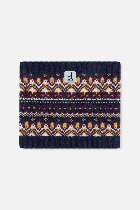 Winter Knit Neckwarmer Blue And Red Jacquard-0