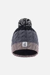 Winter Knit Hat With Pompom Black And Grey-0